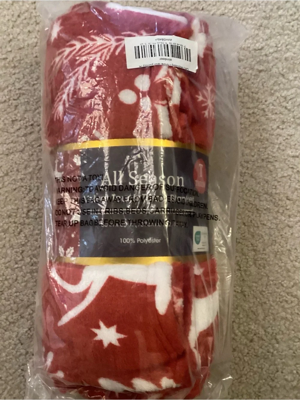Red Snowflake Velvet Touch Throw Blanket
